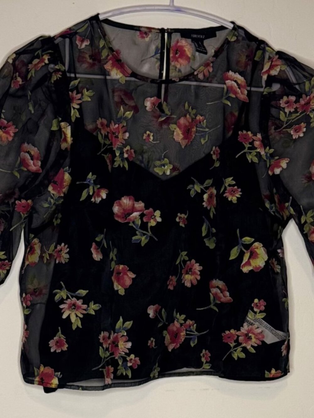Forever 21 Floral Sheer Blouse